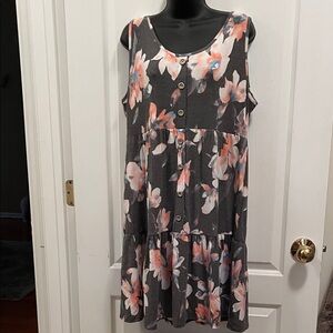 Floral Sleeveless Button-Down Dress